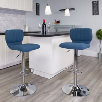 Flash Furniture CH-132330-BLFAB-GG Contemporary Blue Fabric Adjustable Height Barstool